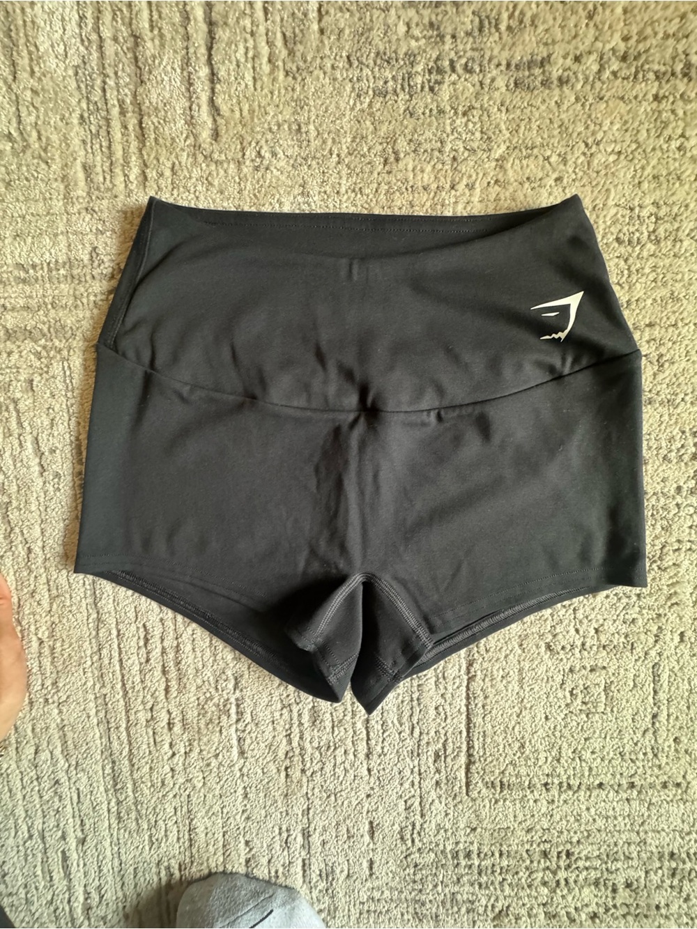Gymshark Black High-Waist Bike Shorts with Logo - Picture 1 of 4